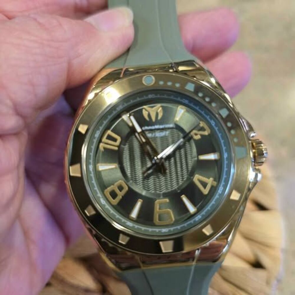 Men's TechnoMarine Lusso Mare Gold and Green Silicone Watch